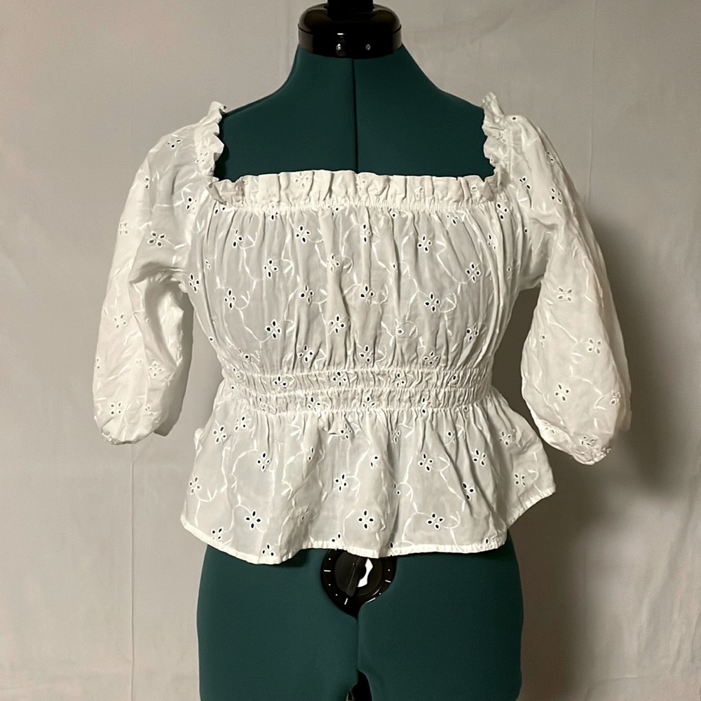- Zara white eyelet blouse small new without tags